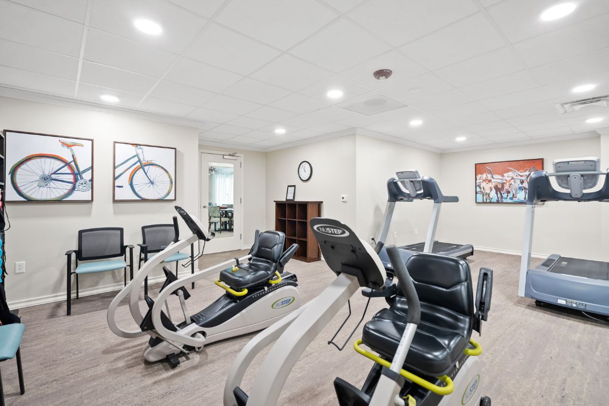 Fitness Center in Meadowstone Place 55+ active adult retirement communities in Dallas, TX Fitness Center