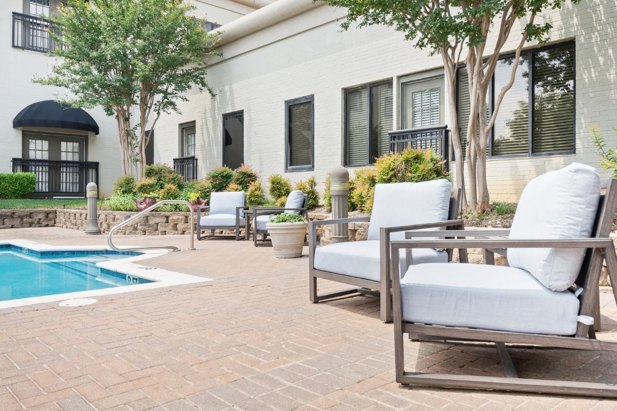 Pool Area in Parc Place Active Adult Senior Living Community in Bedford Texas