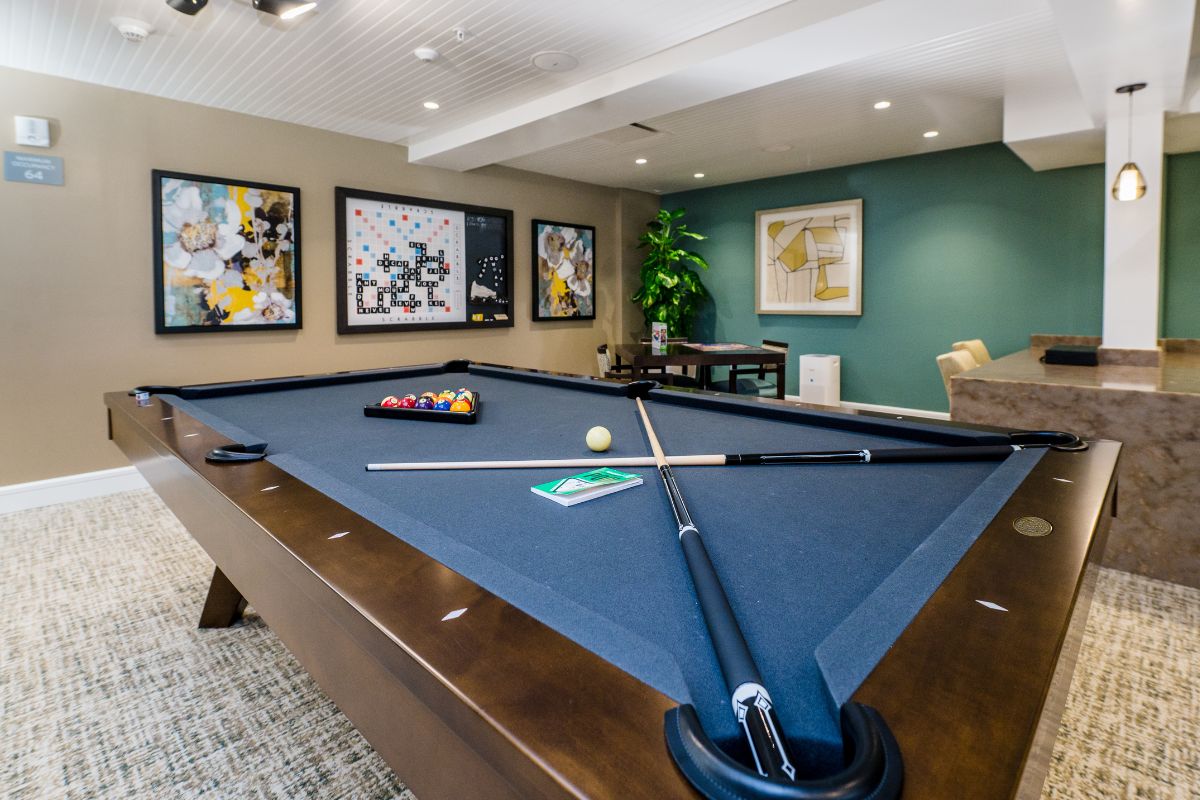 Game Room in Verena at Hilliard Luxury Independent Senior Living