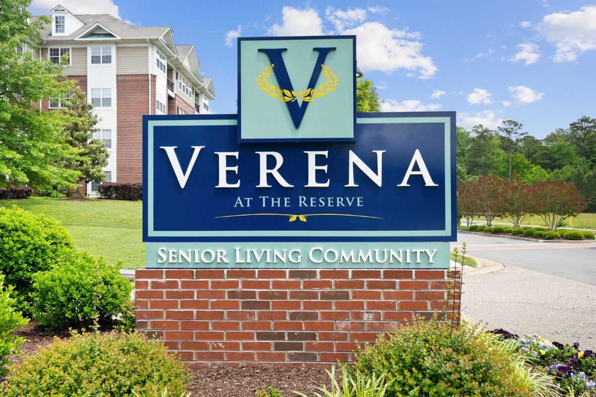 Entrance of Verena at the Reserve Retirement Community Williamsburg VA