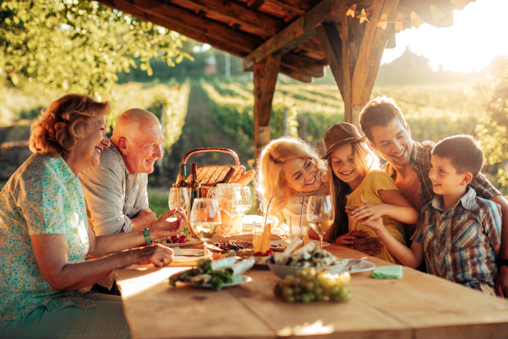 Multi-generational family meal family relationships