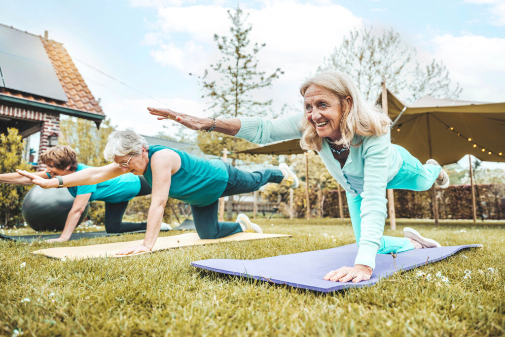 beat the summer heat seniors doing yoga in the park