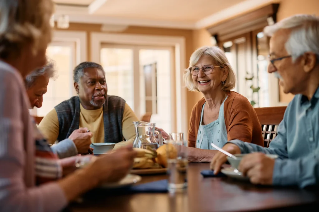 Group of seniors dining together
