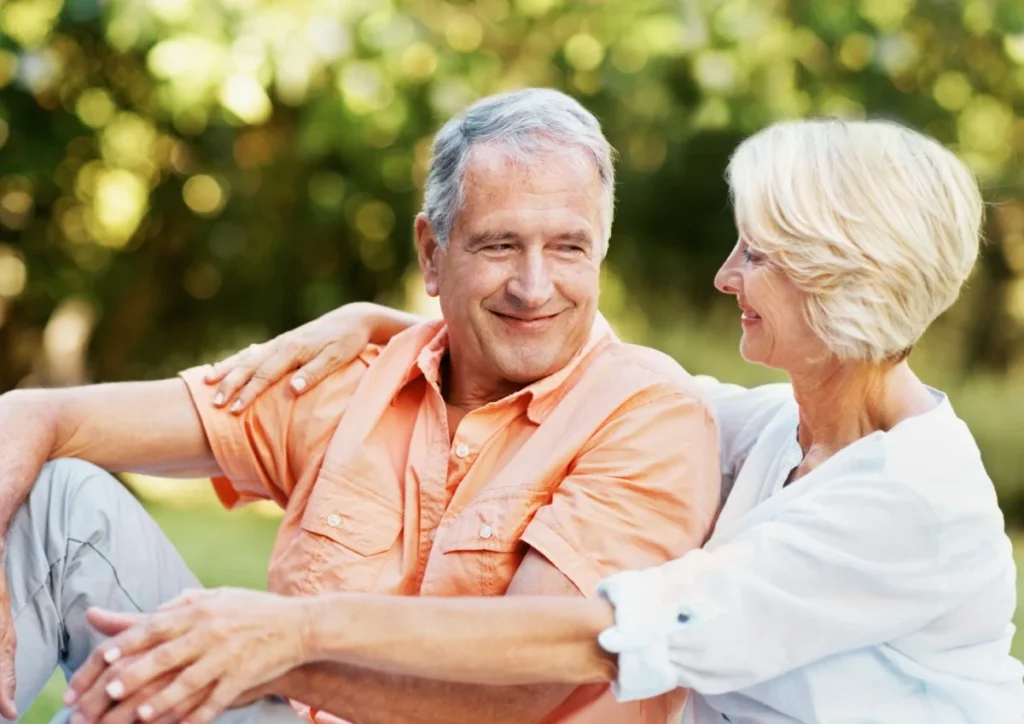 Senior couple relaxing together in a park